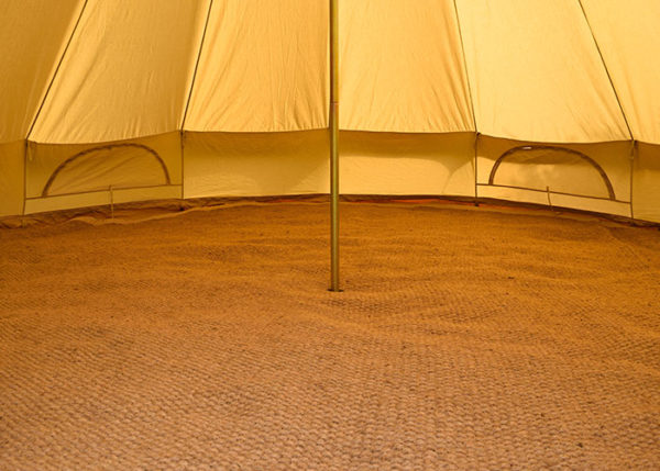 Traditional canvas bell tents and matching awnings